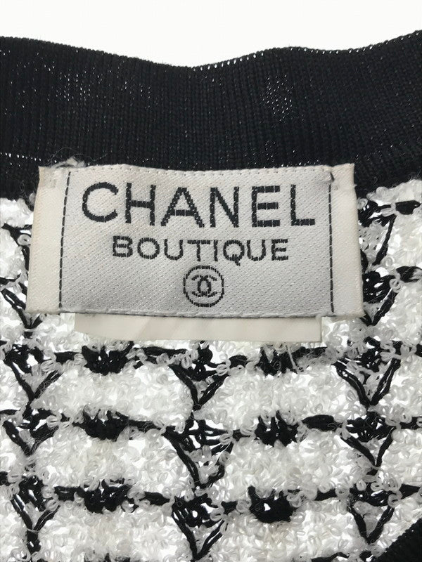 【中古品】【レディース】 CHANEL BOUTIQUE シャネル ブティック COCO MARK BUTTON KNIT CARDIGAN ココ マーク ボタン ニット カーディガン トップス 183-260621-rt-05-tagh サイズ：不明 下記参照 カラー：ホワイト/ブラック 万代Net店