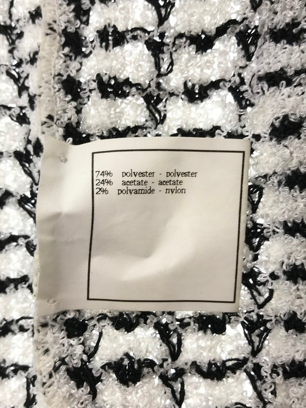 【中古品】【レディース】 CHANEL BOUTIQUE シャネル ブティック COCO MARK BUTTON KNIT CARDIGAN ココ マーク ボタン ニット カーディガン トップス 183-260621-rt-05-tagh サイズ：不明 下記参照 カラー：ホワイト/ブラック 万代Net店