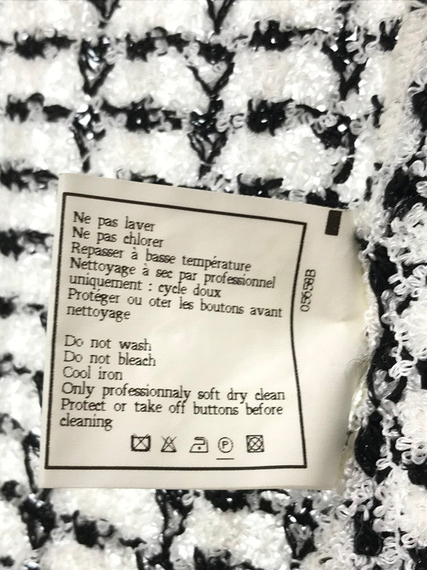 【中古品】【レディース】 CHANEL BOUTIQUE シャネル ブティック COCO MARK BUTTON KNIT CARDIGAN ココ マーク ボタン ニット カーディガン トップス 183-260621-rt-05-tagh サイズ：不明 下記参照 カラー：ホワイト/ブラック 万代Net店