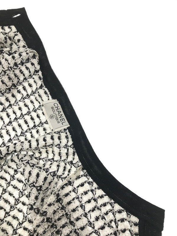 【中古品】【レディース】 CHANEL BOUTIQUE シャネル ブティック COCO MARK BUTTON KNIT CARDIGAN ココ マーク ボタン ニット カーディガン トップス 183-260621-rt-05-tagh サイズ：不明 下記参照 カラー：ホワイト/ブラック 万代Net店