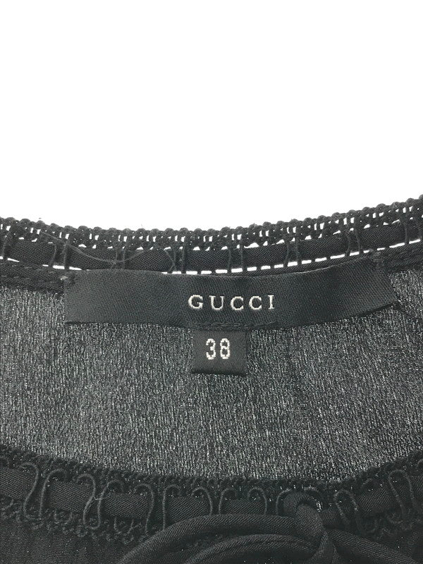 【中古品】【レディース】 GUCCI グッチ SS SILK TOPS ショートスリーブ シルク トップス イタリア製 183-260621-rt-01-tagh サイズ：38 カラー：ブラック 万代Net店