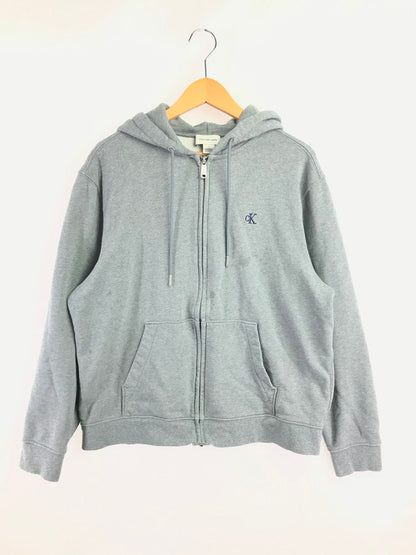 【中古品】【メンズ】 CALVIN KLEIN JEANS カルバン クライン ジーンズ MONOGRAM TERRY ZIP UP HOODIE 4RD266G モノグラム テリー ジップアップ フーディー トップス 141-260625-rt-19-tagh サイズ：L カラー：グレー 万代Net店