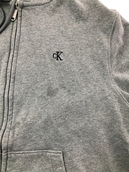 【中古品】【メンズ】 CALVIN KLEIN JEANS カルバン クライン ジーンズ MONOGRAM TERRY ZIP UP HOODIE 4RD266G モノグラム テリー ジップアップ フーディー トップス 141-260625-rt-19-tagh サイズ：L カラー：グレー 万代Net店