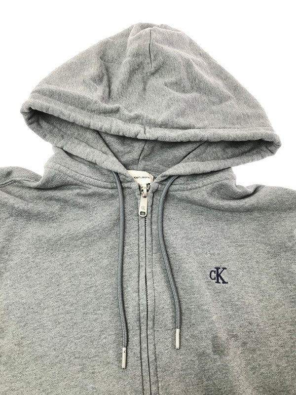 【中古品】【メンズ】 CALVIN KLEIN JEANS カルバン クライン ジーンズ MONOGRAM TERRY ZIP UP HOODIE 4RD266G モノグラム テリー ジップアップ フーディー トップス 141-260625-rt-19-tagh サイズ：L カラー：グレー 万代Net店