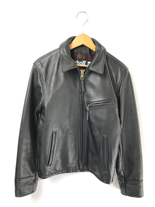 【中古品】【メンズ】 SCHOTT ショット ZIP LEATHER JACKET ジップ レザー ジャケット USA製 アウター 145-260621-rt-10-tagh サイズ：36 カラー：ブラック 万代Net店