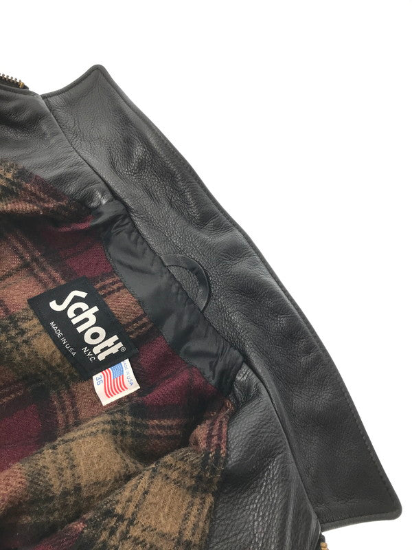 【中古品】【メンズ】 SCHOTT ショット ZIP LEATHER JACKET ジップ レザー ジャケット USA製 アウター 145-260621-rt-10-tagh サイズ：36 カラー：ブラック 万代Net店