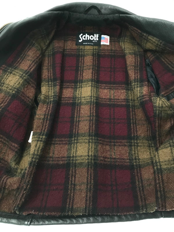 【中古品】【メンズ】 SCHOTT ショット ZIP LEATHER JACKET ジップ レザー ジャケット USA製 アウター 145-260621-rt-10-tagh サイズ：36 カラー：ブラック 万代Net店