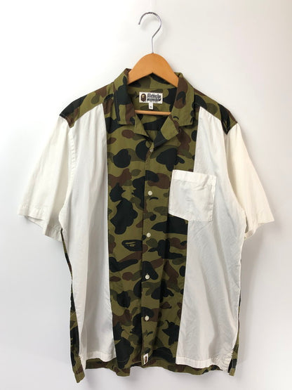 【中古品】【メンズ】 A BATHING APE ア ベイシング エイプ SS OPEN COLLAR SHIRT 001SHC801005X ショートスリーブ オープンカラー シャツ 開襟シャツ トップス 142-260627-rt-05-tagh サイズ：XL カラー：カーキ系/ホワイト 万代Net店
