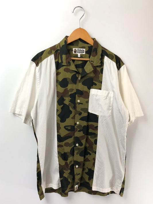 【中古品】【メンズ】 A BATHING APE ア ベイシング エイプ SS OPEN COLLAR SHIRT 001SHC801005X ショートスリーブ オープンカラー シャツ 開襟シャツ トップス 142-260627-rt-05-tagh サイズ：XL カラー：カーキ系/ホワイト 万代Net店