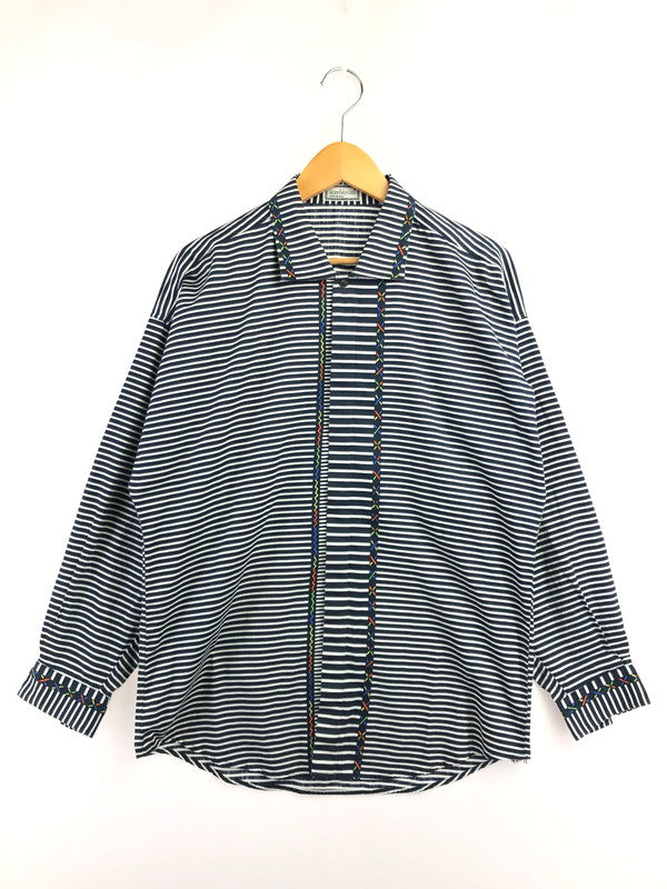 【中古品】【メンズ】 GIANNI VERSACE ジャンニ ヴェルサーチ L/S SHIRT ロング スリーブ シャツ トップス イタリア製 141-260702-rt-13-tag サイズ：46 カラー：ブラック 万代Net店