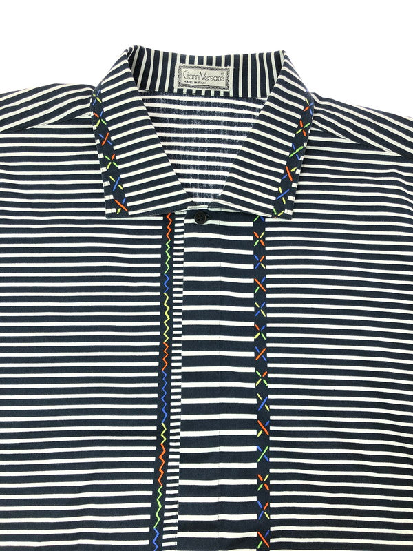 【中古品】【メンズ】 GIANNI VERSACE ジャンニ ヴェルサーチ L/S SHIRT ロング スリーブ シャツ トップス イタリア製 141-260702-rt-13-tag サイズ：46 カラー：ブラック 万代Net店
