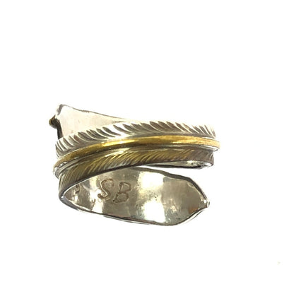 【中古品】【メンズ】 BIG HAND ビッグハンド 0184 SILVER HALF BRASS シルバー ハーフ ブラス FEATHER RING フェザー リング 指輪 アクセサリー 191-260629-ty-06-tagh カラー：シルバー 万代Net店