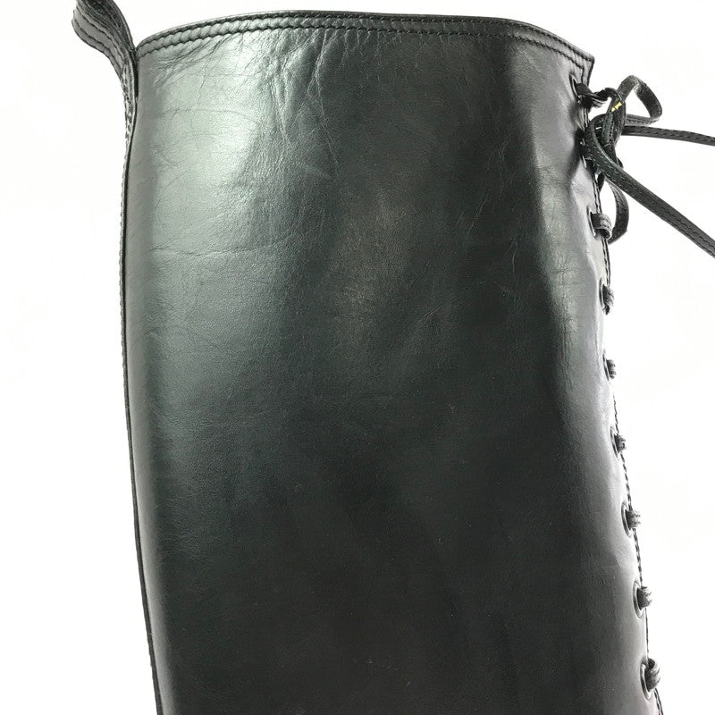 【現状渡し品】【レディース】 CHANEL シャネル LACE-UP LONG BOOTS レースアップ ロングブーツ 靴 183-260706-na-17-tagh サイズ：37 カラー：BLACK 万代Net店