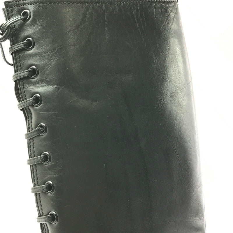 【現状渡し品】【レディース】 CHANEL シャネル LACE-UP LONG BOOTS レースアップ ロングブーツ 靴 183-260706-na-17-tagh サイズ：37 カラー：BLACK 万代Net店
