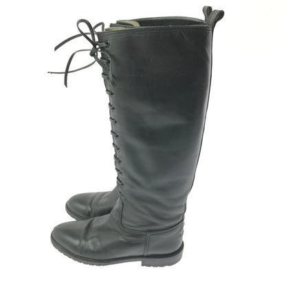 【現状渡し品】【レディース】 CHANEL シャネル LACE-UP LONG BOOTS レースアップ ロングブーツ 靴 183-260706-na-17-tagh サイズ：37 カラー：BLACK 万代Net店