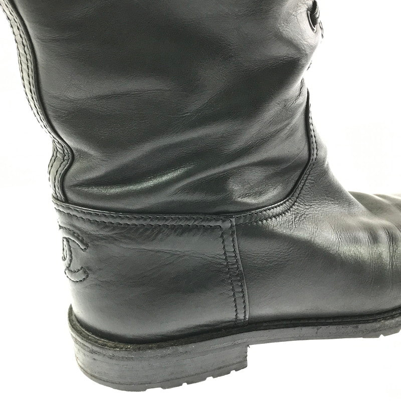 【現状渡し品】【レディース】 CHANEL シャネル LACE-UP LONG BOOTS レースアップ ロングブーツ 靴 183-260706-na-17-tagh サイズ：37 カラー：BLACK 万代Net店
