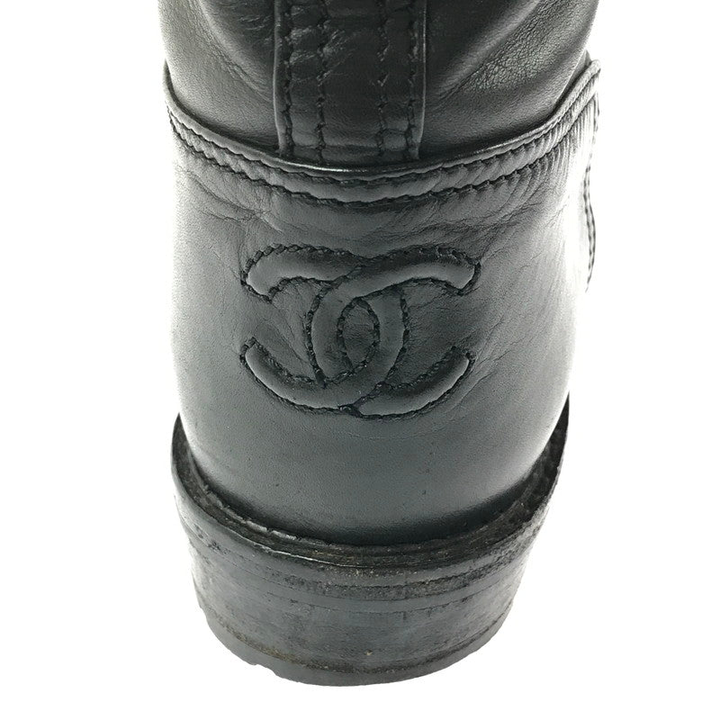 【現状渡し品】【レディース】 CHANEL シャネル LACE-UP LONG BOOTS レースアップ ロングブーツ 靴 183-260706-na-17-tagh サイズ：37 カラー：BLACK 万代Net店
