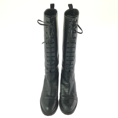 【現状渡し品】【レディース】 CHANEL シャネル LACE-UP LONG BOOTS レースアップ ロングブーツ 靴 183-260706-na-17-tagh サイズ：37 カラー：BLACK 万代Net店