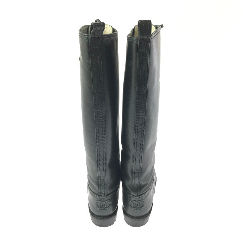 【現状渡し品】【レディース】 CHANEL シャネル LACE-UP LONG BOOTS レースアップ ロングブーツ 靴 183-260706-na-17-tagh サイズ：37 カラー：BLACK 万代Net店