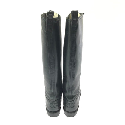 【現状渡し品】【レディース】 CHANEL シャネル LACE-UP LONG BOOTS レースアップ ロングブーツ 靴 183-260706-na-17-tagh サイズ：37 カラー：BLACK 万代Net店