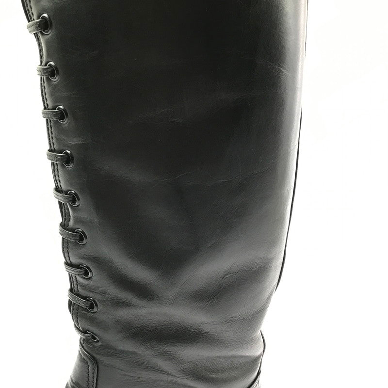 【現状渡し品】【レディース】 CHANEL シャネル LACE-UP LONG BOOTS レースアップ ロングブーツ 靴 183-260706-na-17-tagh サイズ：37 カラー：BLACK 万代Net店