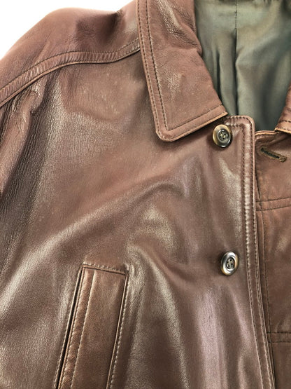【現状渡し品】【メンズ】 INTERMEZZO インターメッツォ LEATHER COAT レザー コート アウター 146-260909-na-14-tagh サイズ：M カラー：ブラウン 万代Net店