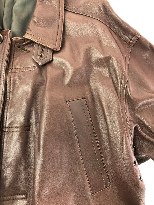 【現状渡し品】【メンズ】 INTERMEZZO インターメッツォ LEATHER COAT レザー コート アウター 146-260909-na-14-tagh サイズ：M カラー：ブラウン 万代Net店