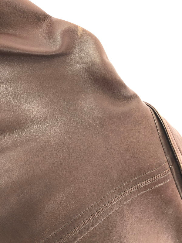 【現状渡し品】【メンズ】 INTERMEZZO インターメッツォ LEATHER COAT レザー コート アウター 146-260909-na-14-tagh サイズ：M カラー：ブラウン 万代Net店