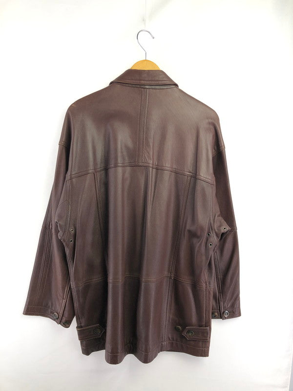 【現状渡し品】【メンズ】 INTERMEZZO インターメッツォ LEATHER COAT レザー コート アウター 146-260909-na-14-tagh サイズ：M カラー：ブラウン 万代Net店