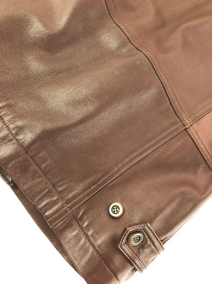 【現状渡し品】【メンズ】 INTERMEZZO インターメッツォ LEATHER COAT レザー コート アウター 146-260909-na-14-tagh サイズ：M カラー：ブラウン 万代Net店