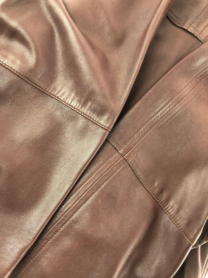 【現状渡し品】【メンズ】 INTERMEZZO インターメッツォ LEATHER COAT レザー コート アウター 146-260909-na-14-tagh サイズ：M カラー：ブラウン 万代Net店