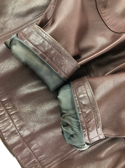 【現状渡し品】【メンズ】 INTERMEZZO インターメッツォ LEATHER COAT レザー コート アウター 146-260909-na-14-tagh サイズ：M カラー：ブラウン 万代Net店