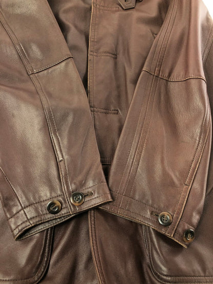 【現状渡し品】【メンズ】 INTERMEZZO インターメッツォ LEATHER COAT レザー コート アウター 146-260909-na-14-tagh サイズ：M カラー：ブラウン 万代Net店