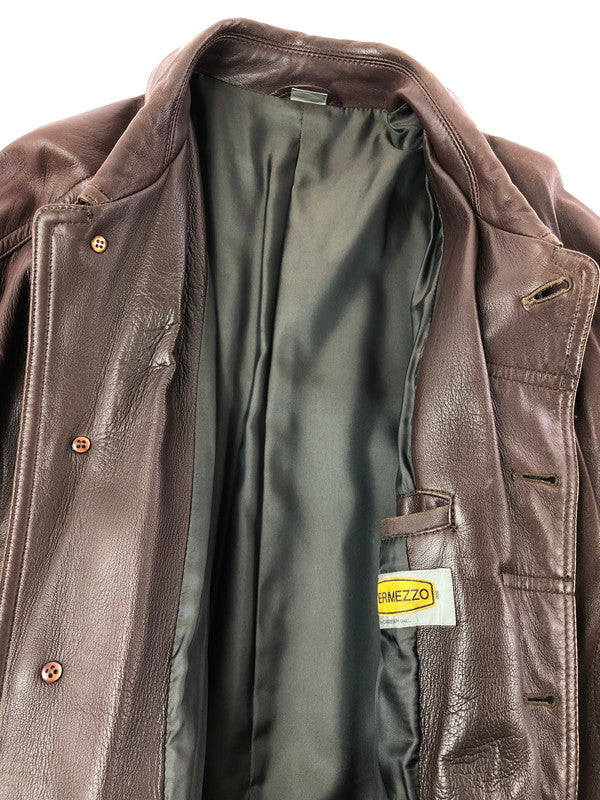 【現状渡し品】【メンズ】 INTERMEZZO インターメッツォ LEATHER COAT レザー コート アウター 146-260909-na-14-tagh サイズ：M カラー：ブラウン 万代Net店