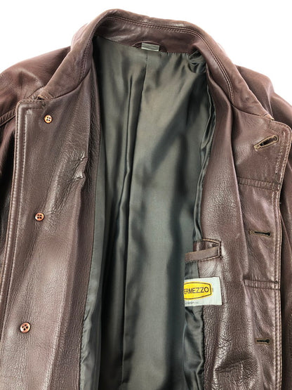 【現状渡し品】【メンズ】 INTERMEZZO インターメッツォ LEATHER COAT レザー コート アウター 146-260909-na-14-tagh サイズ：M カラー：ブラウン 万代Net店