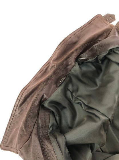 【現状渡し品】【メンズ】 INTERMEZZO インターメッツォ LEATHER COAT レザー コート アウター 146-260909-na-14-tagh サイズ：M カラー：ブラウン 万代Net店