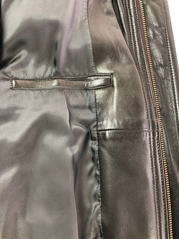 【現状渡し品】【メンズ】 INTERMEZZO インターメッツォ LEATHER ZIP UP JACKET 6259492 レザー ジップアップ ジャケット アウター 146-260909-na-13-tagh サイズ：M カラー：ダークブラウン 万代Net店