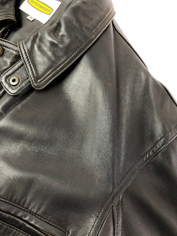 【現状渡し品】【メンズ】 INTERMEZZO インターメッツォ LEATHER ZIP UP JACKET 6259492 レザー ジップアップ ジャケット アウター 146-260909-na-13-tagh サイズ：M カラー：ダークブラウン 万代Net店