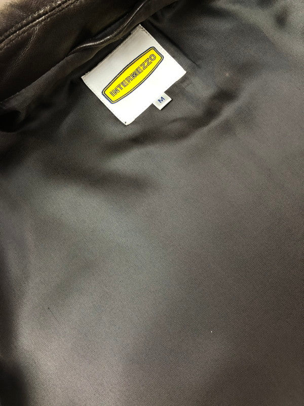 【現状渡し品】【メンズ】 INTERMEZZO インターメッツォ LEATHER ZIP UP JACKET 6259492 レザー ジップアップ ジャケット アウター 146-260909-na-13-tagh サイズ：M カラー：ダークブラウン 万代Net店