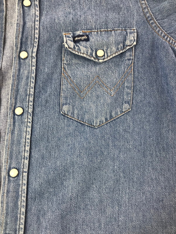 【現状渡し品】【メンズ】 WRANGLER ラングラー 80's DENIM SHIRT 80年代 デニム シャツ ヴィンテージ 146-260820-rt-06-tag サイズ：15.5 カラー：インディゴ 万代Net店