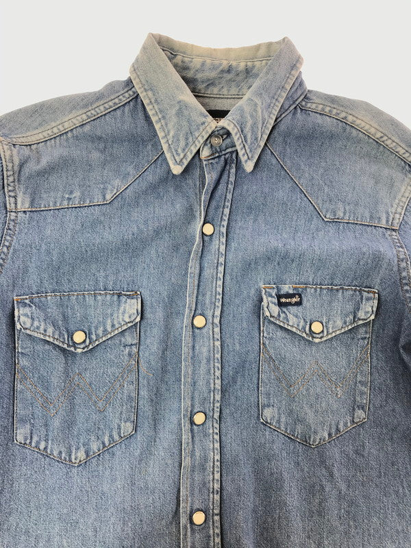【現状渡し品】【メンズ】 WRANGLER ラングラー 80's DENIM SHIRT 80年代 デニム シャツ ヴィンテージ 146-260820-rt-06-tag サイズ：15.5 カラー：インディゴ 万代Net店