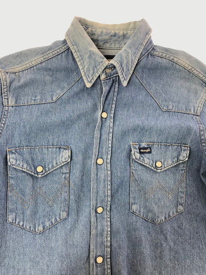 【現状渡し品】【メンズ】 WRANGLER ラングラー 80's DENIM SHIRT 80年代 デニム シャツ ヴィンテージ 146-260820-rt-06-tag サイズ：15.5 カラー：インディゴ 万代Net店