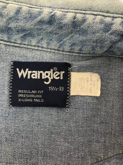 【現状渡し品】【メンズ】 WRANGLER ラングラー 80's DENIM SHIRT 80年代 デニム シャツ ヴィンテージ 146-260820-rt-06-tag サイズ：15.5 カラー：インディゴ 万代Net店