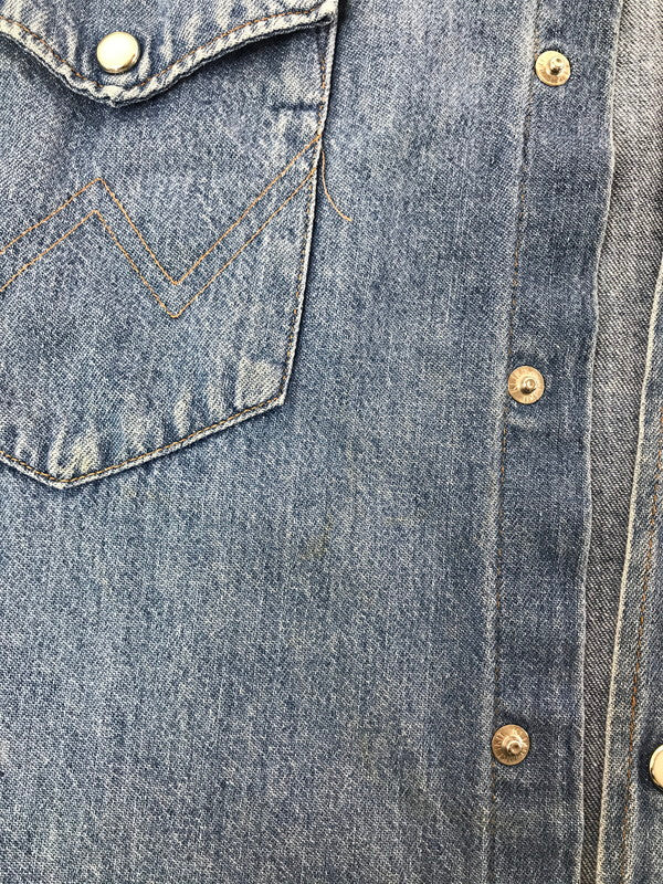 【現状渡し品】【メンズ】 WRANGLER ラングラー 80's DENIM SHIRT 80年代 デニム シャツ ヴィンテージ 146-260820-rt-06-tag サイズ：15.5 カラー：インディゴ 万代Net店