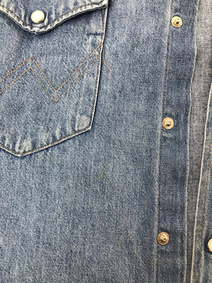 【現状渡し品】【メンズ】 WRANGLER ラングラー 80's DENIM SHIRT 80年代 デニム シャツ ヴィンテージ 146-260820-rt-06-tag サイズ：15.5 カラー：インディゴ 万代Net店