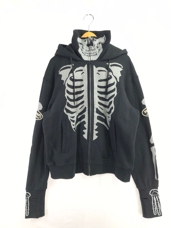 【中古品】【メンズ】 VANSON バンソン SKULL BONE FULL ZIP HOODIE スカル ボーン フルジップ フーディー 145-260702-rt-18-tag サイズ：XXL カラー：ブラック 万代Net店