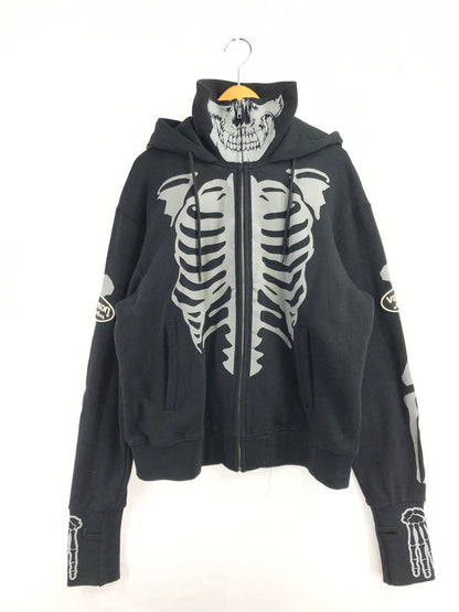 【中古品】【メンズ】 VANSON バンソン SKULL BONE FULL ZIP HOODIE スカル ボーン フルジップ フーディー 145-260702-rt-18-tag サイズ：XXL カラー：ブラック 万代Net店