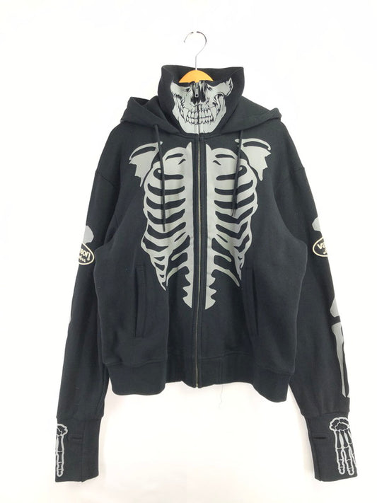 【中古品】【メンズ】 VANSON バンソン SKULL BONE FULL ZIP HOODIE スカル ボーン フルジップ フーディー 145-260702-rt-18-tag サイズ：XXL カラー：ブラック 万代Net店