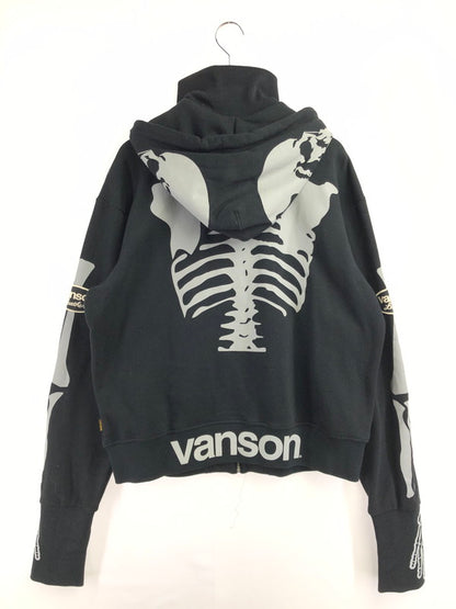 【中古品】【メンズ】 VANSON バンソン SKULL BONE FULL ZIP HOODIE スカル ボーン フルジップ フーディー 145-260702-rt-18-tag サイズ：XXL カラー：ブラック 万代Net店