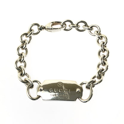 【中古品】【レディース】 GUCCI グッチ LOGO PLATE CHAIN BRACELET ロゴ プレート チェーン ブレスレット アクセサリー 182-260701-na-18-tagh サイズ：17 カラー：シルバー 万代Net店